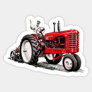 Retro Red Tractor | Massey Harris Tractors Sticker